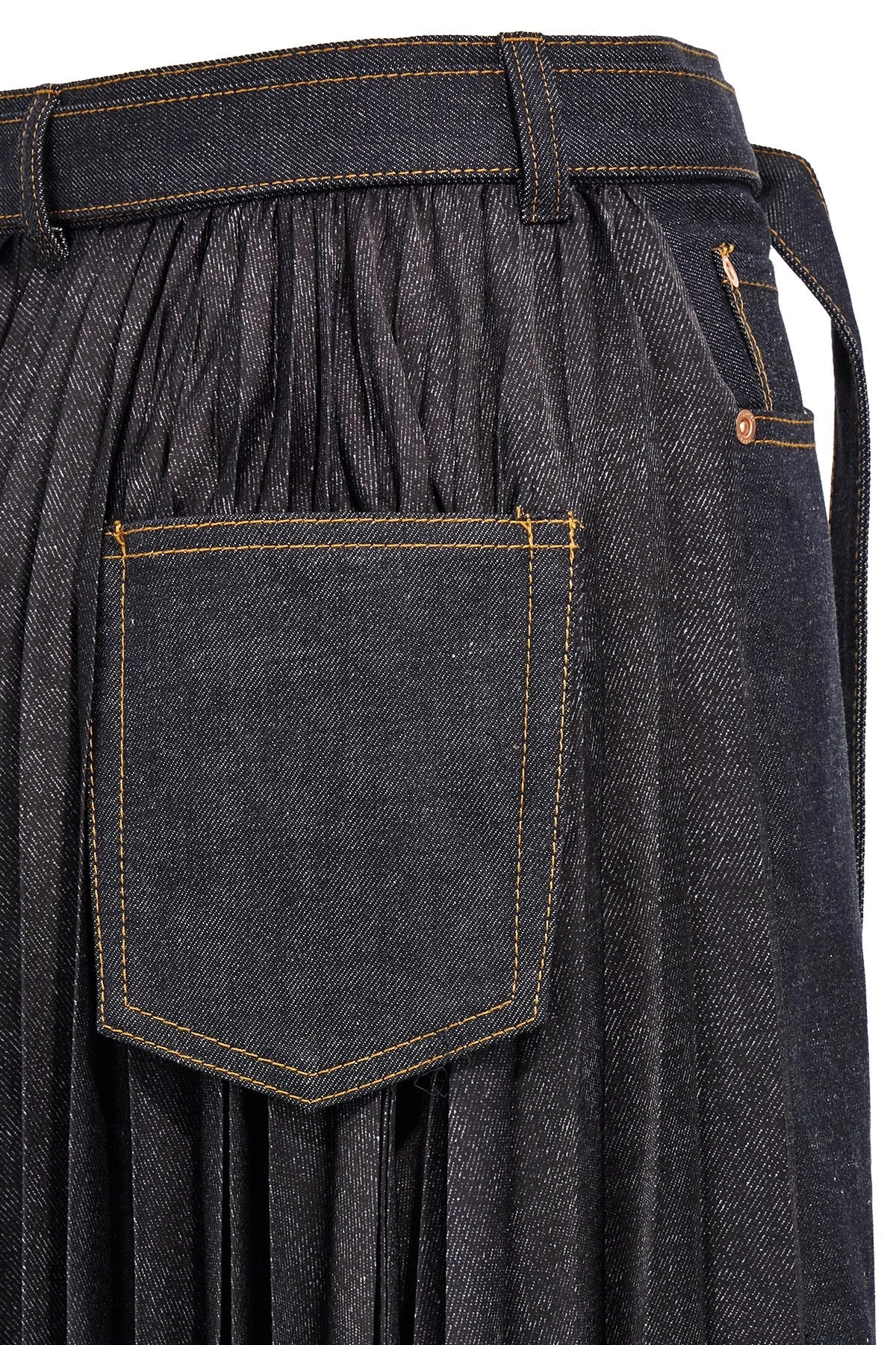 Sacai Women Pleated Denim Skirt - 5
