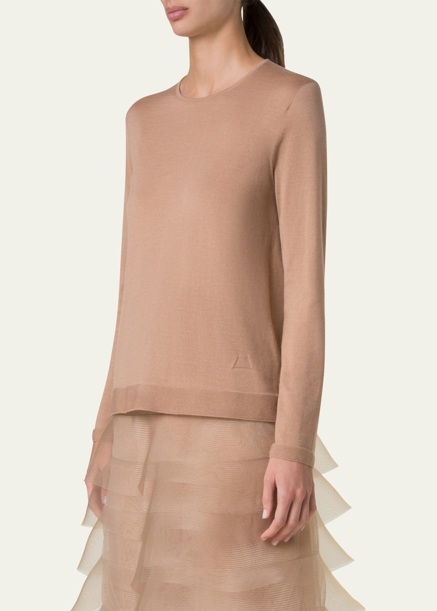 Seamless Cashmere-Silk Crewneck Sweater - 4