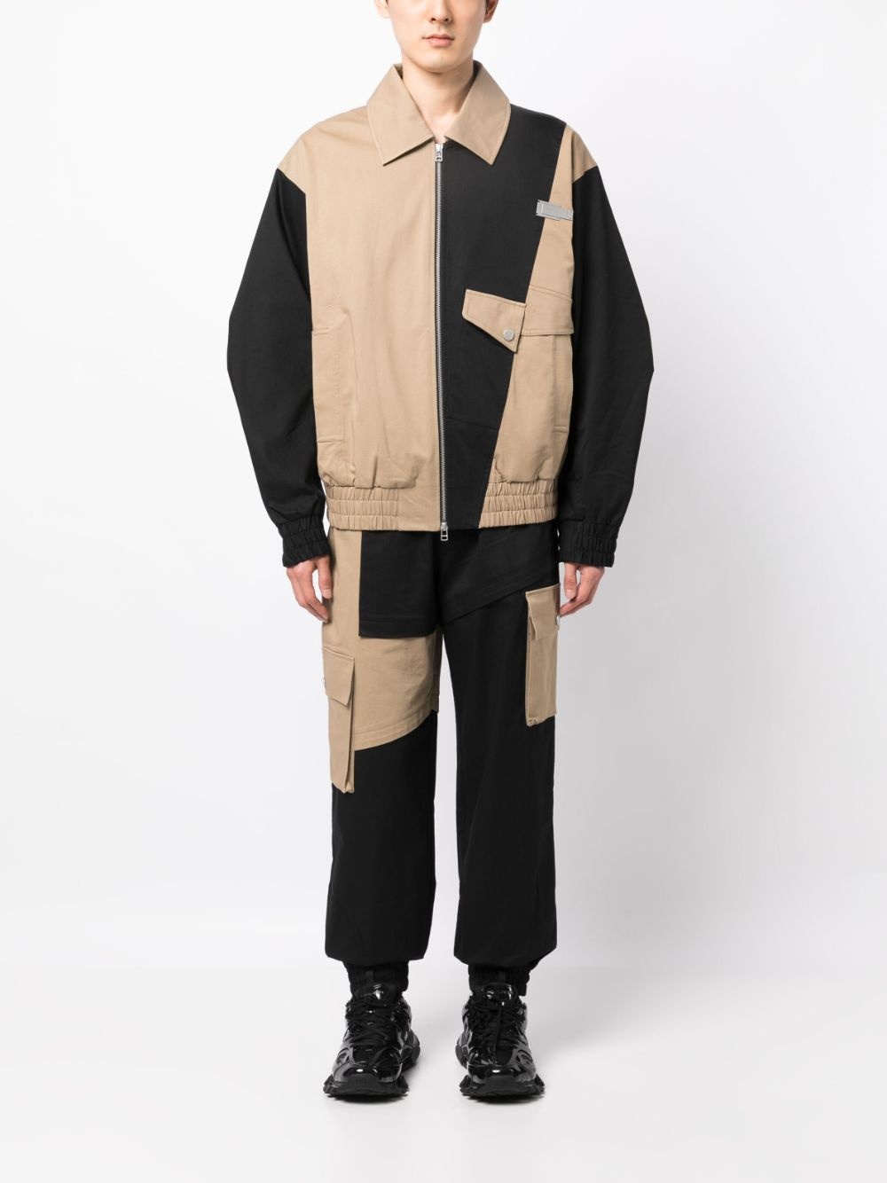colour-block panelled drawstring trousers - 2