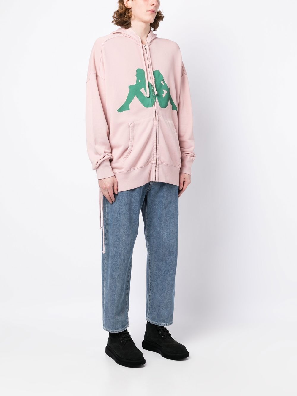 logo-print zip-up hoodie - 3