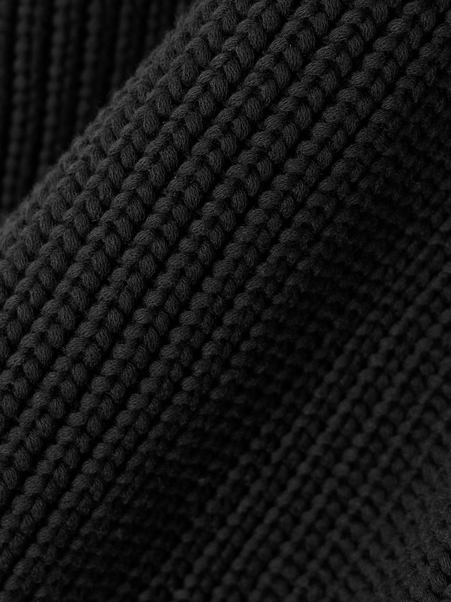 Balloon cropped ribbed cotton-blend sweater Black - 4
