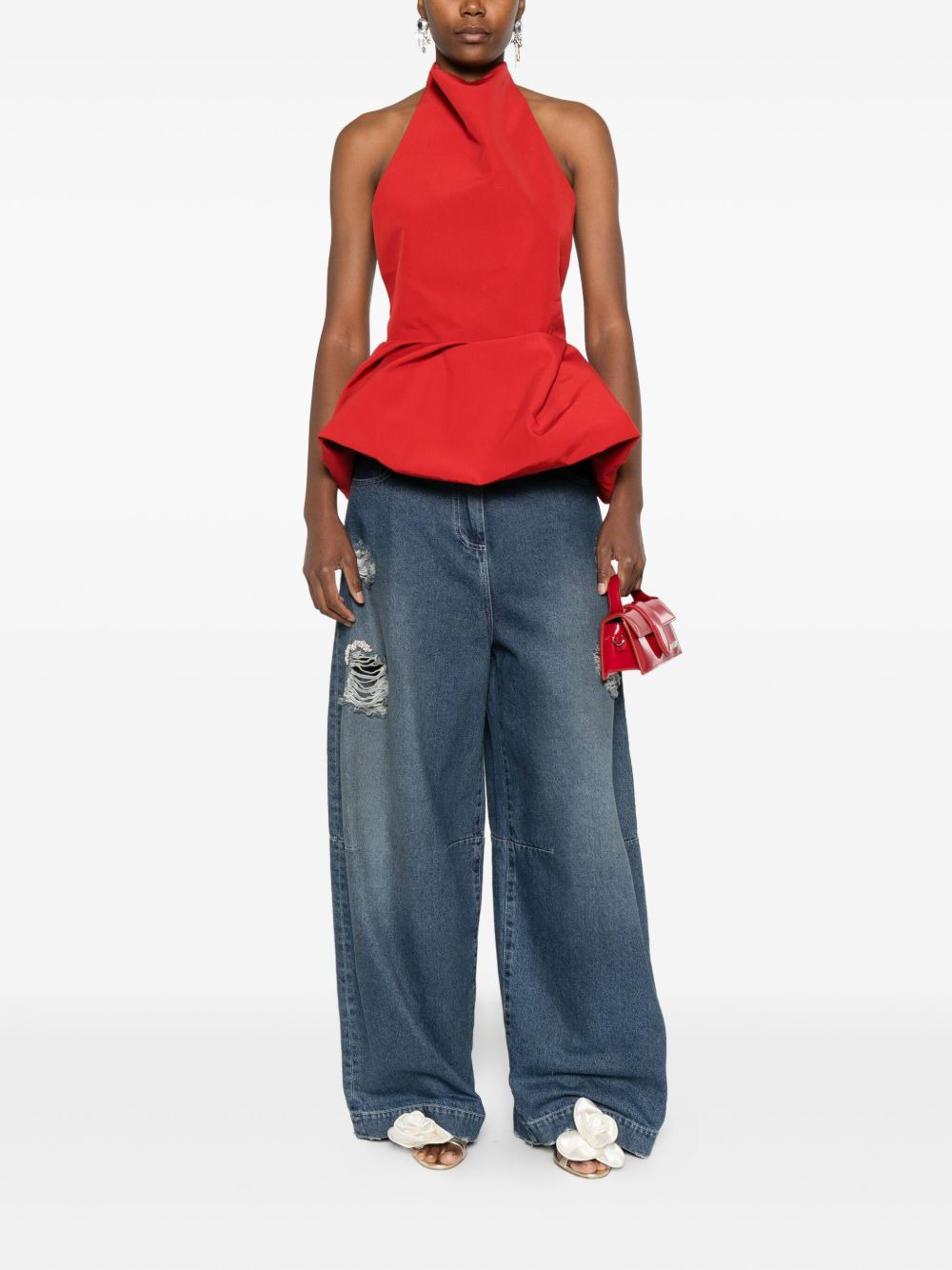 halterneck peplum top - 2
