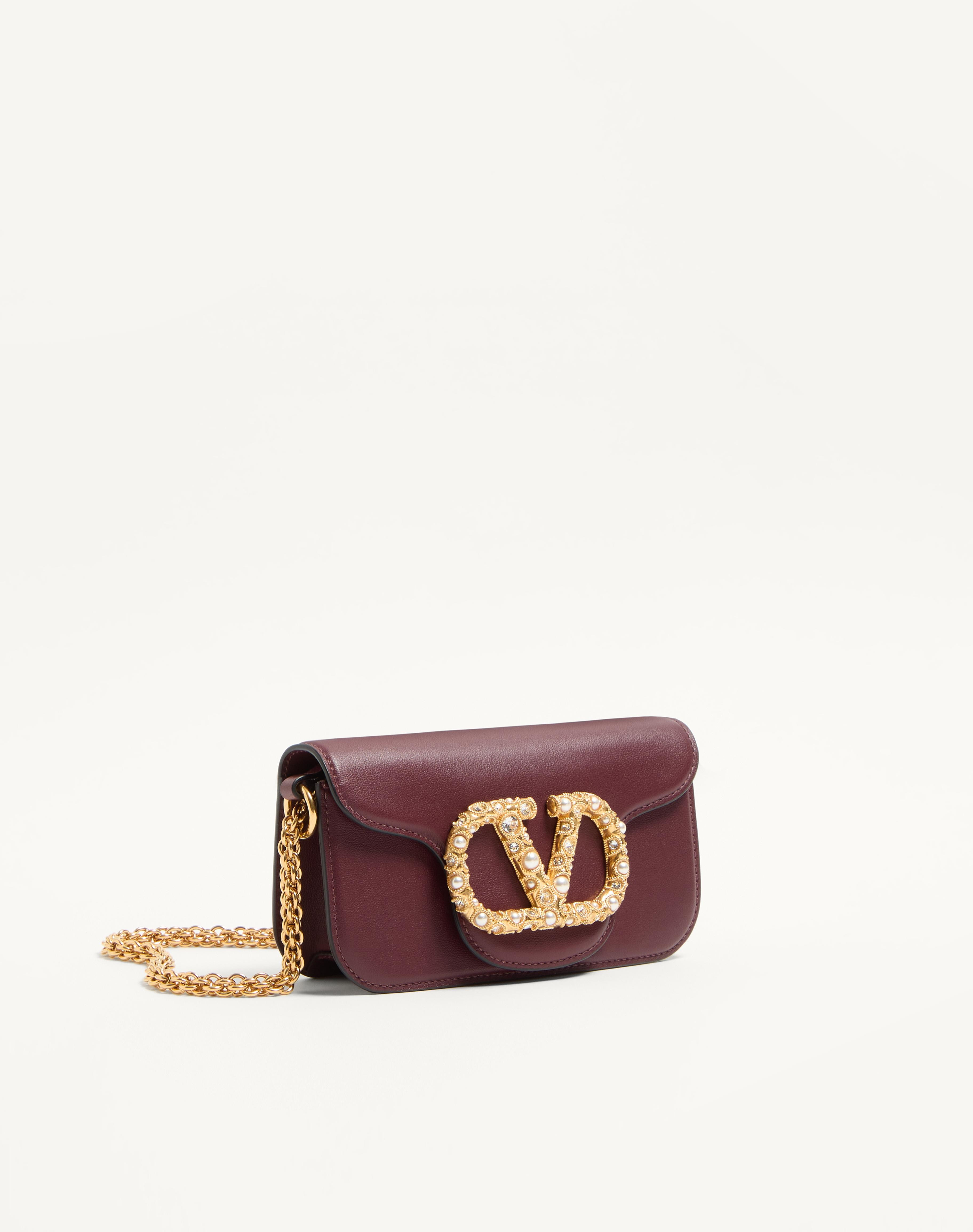 VALENTINO GARAVANI LOCÒ SMALL SHOULDER BAG IN CALFSKIN WITH JEWEL LOGO - 3