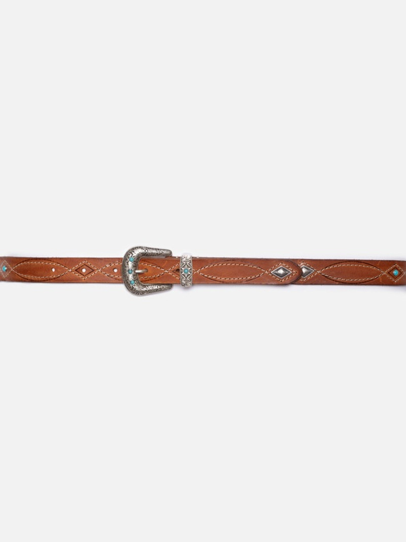 Nudie Jeans Western Embellished Belt Toffee Brown outlook