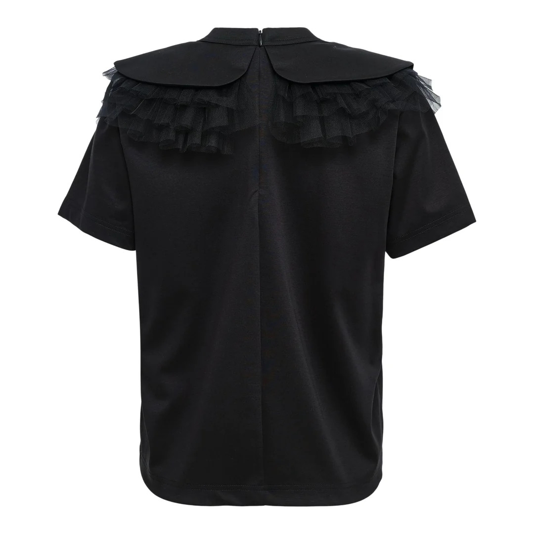 Cotton Ponte X Nylon Tulle Tee - 2