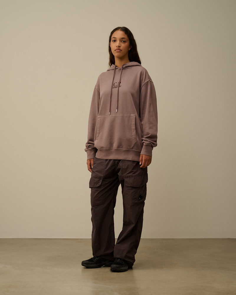 Brushed and Emerized Diagonal Fleece Logo Hooded Sweatshirt 4