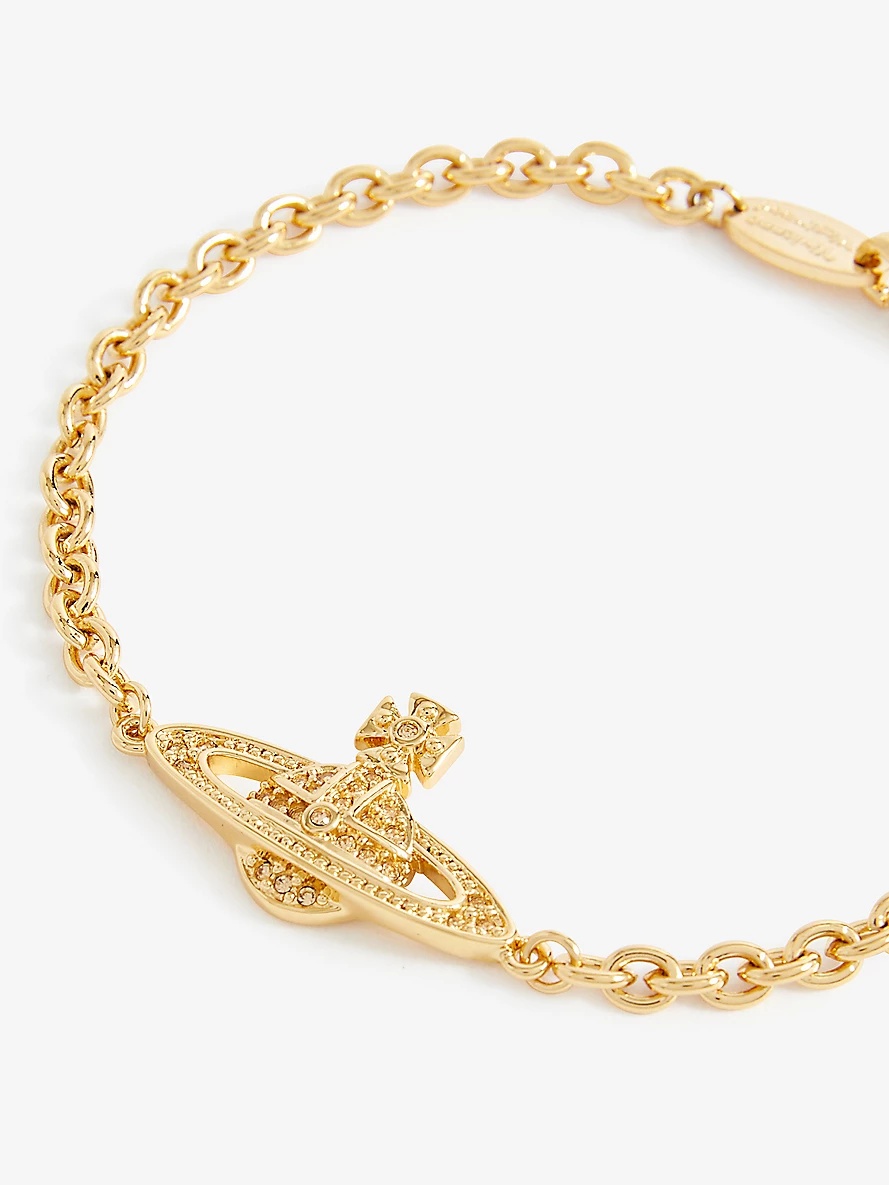Mini Bas Relief brass and crystal bracelet - 2