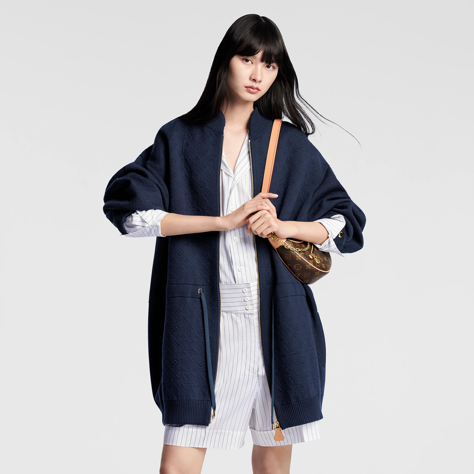 Embossed Monogram Bomber Coat - 5