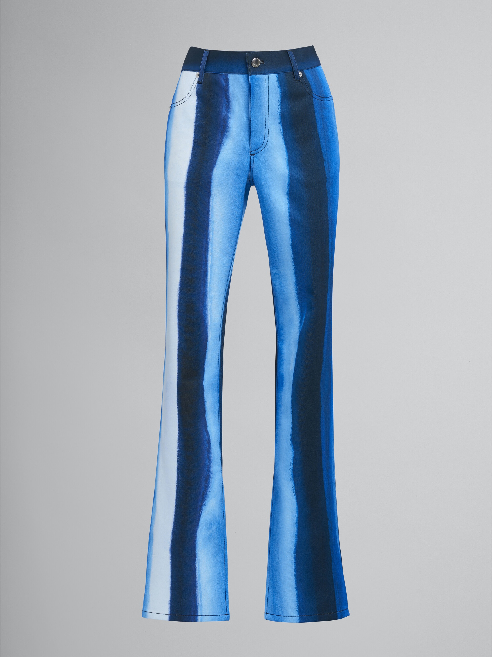 WATERFALL STRIPE PRINT COTTON DRILL PANTS - 1