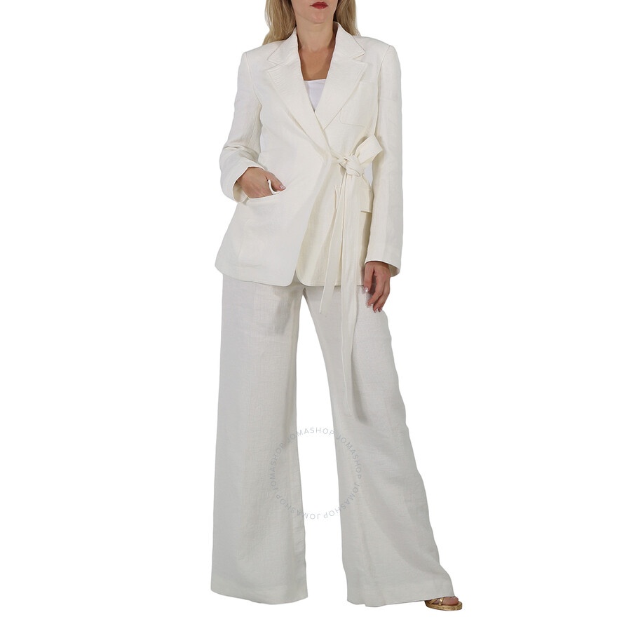 Chloe Ladies Iconic Milk Tie-Closure Tailored Linen Jacket - 6