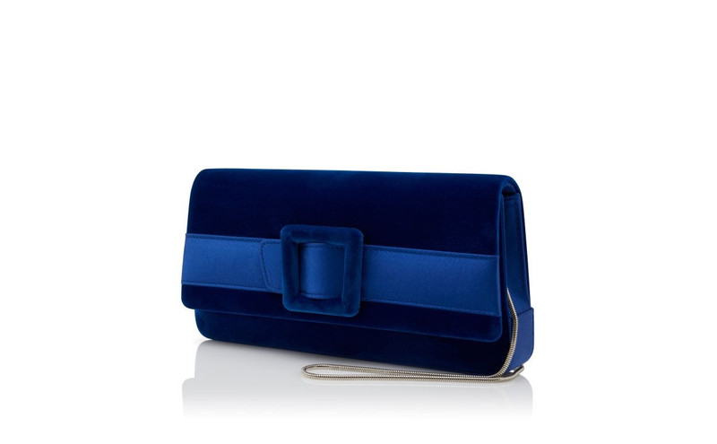 Blue Velvet Buckle Clutch 3
