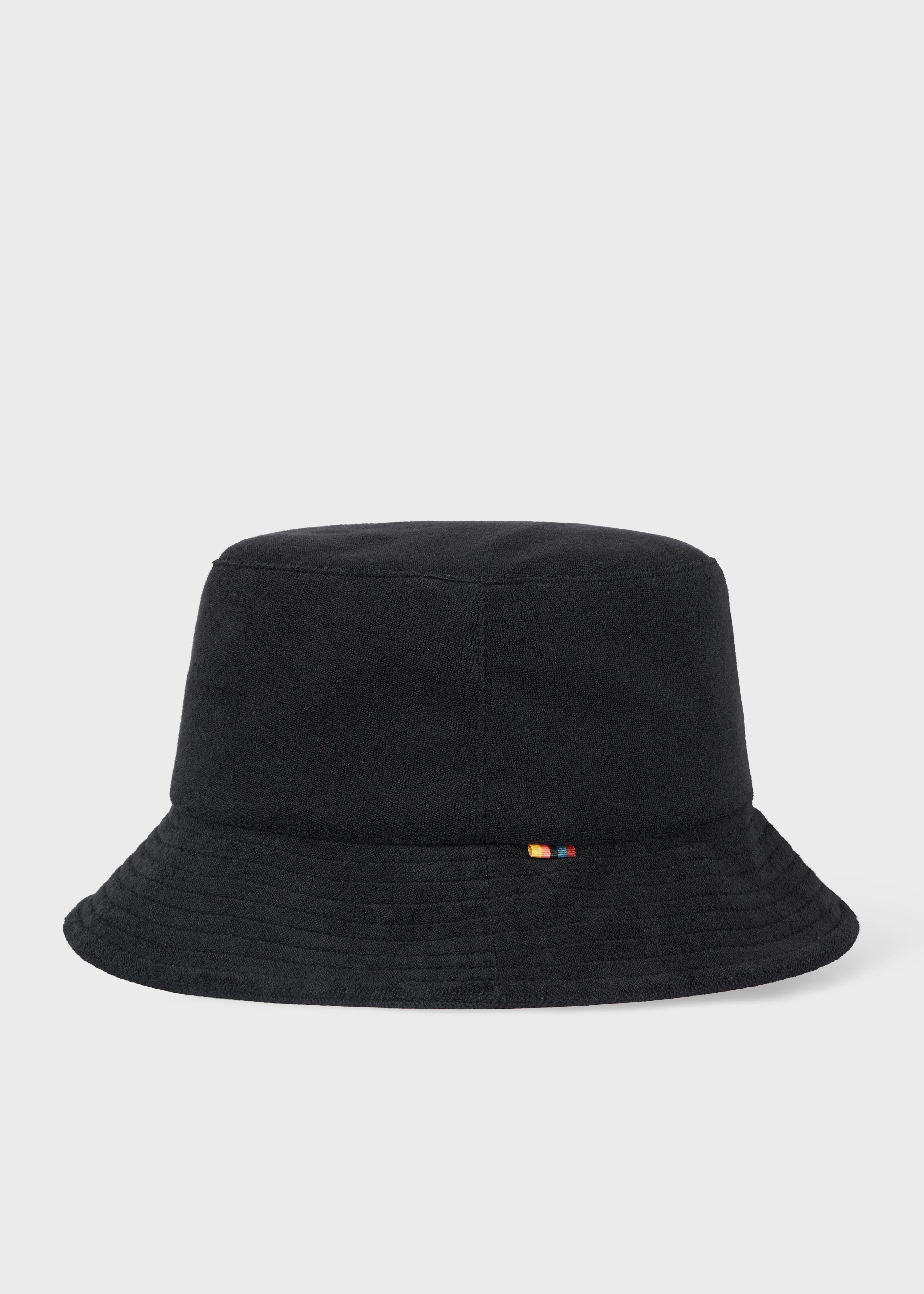 Black Cotton-Blend Towelling Bucket Hat - 1