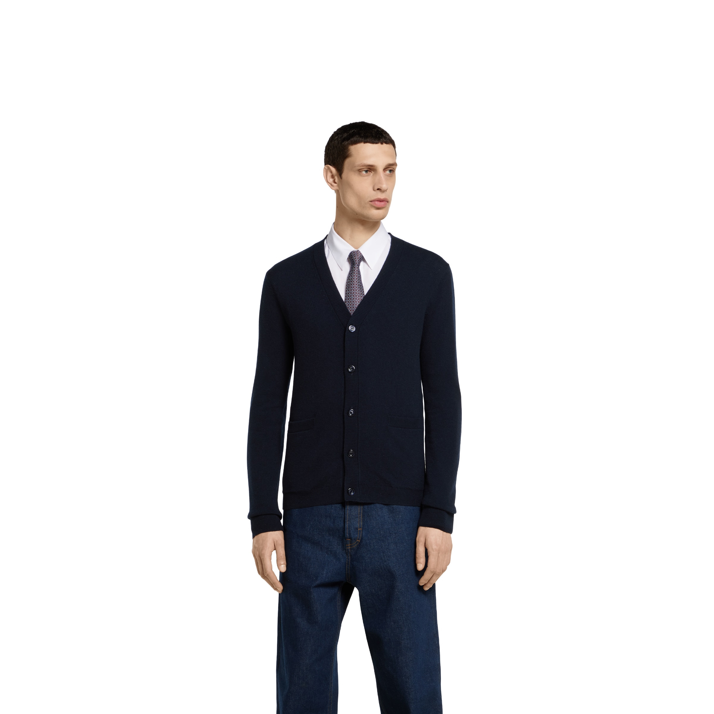 Fine cashmere cardigan with intarsia - 3