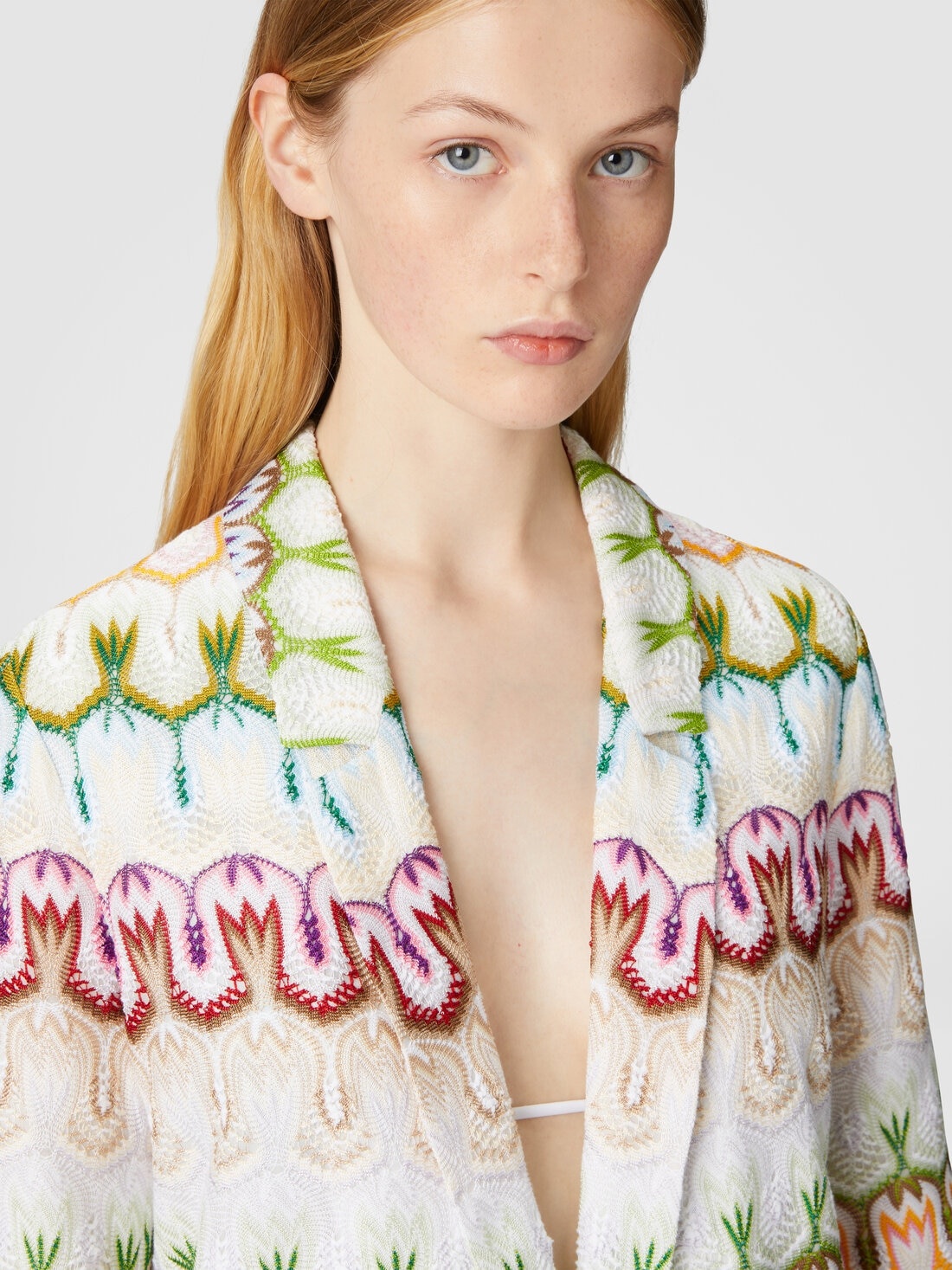 Single-breasted lace viscose blazer - 5