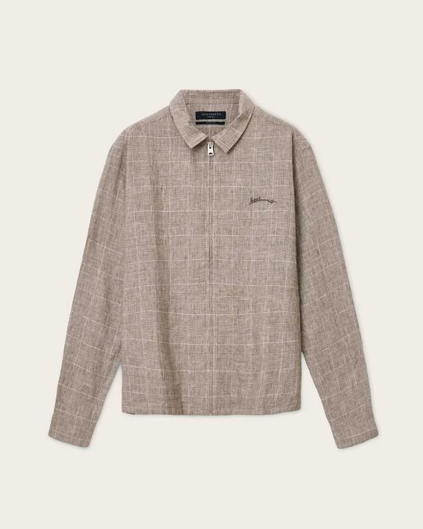 KEAL LINEN BLEND EMBROIDERED CHECK JACKET - 1