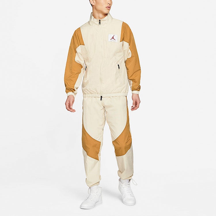 Air Jordan Flight Stitched Casual Sports Collar Jacket For Men Wheat CV3151-275 - 5