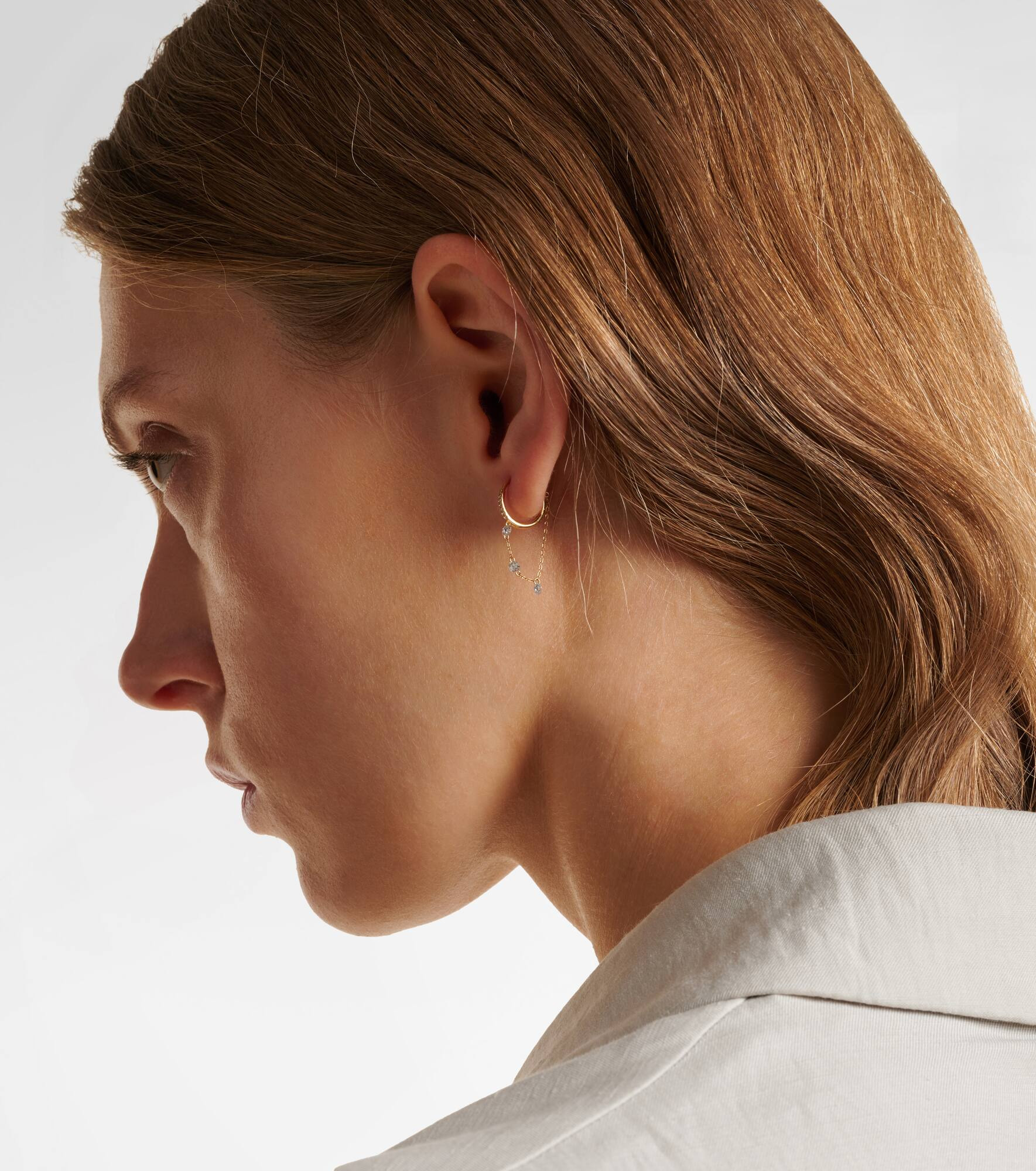 Danaé 18kt gold single earring with diamonds - 3