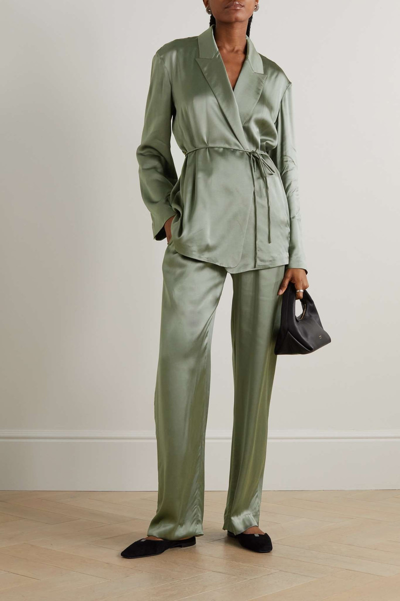 Vince Belted satin-twill blazer outlook