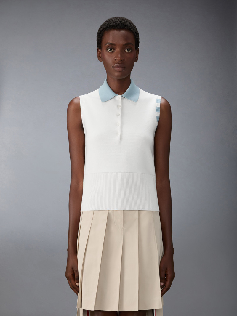 Thom Browne MILANO STITCH 4-BAR SLEEVELESS POLO outlook