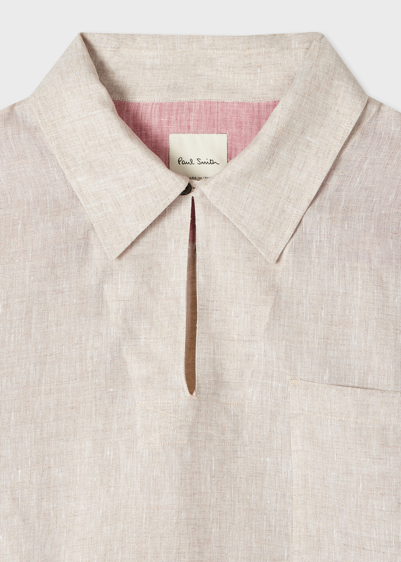 Paul Smith Oatmeal Linen Oversized Pop-Over Shirt outlook