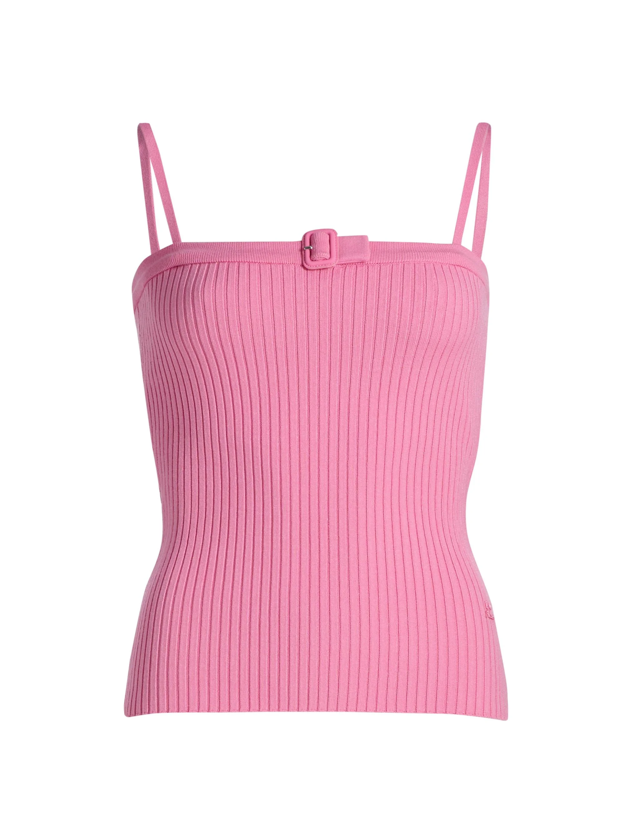 Women's Buckle Rib-Knit Top - Party Pink - 1