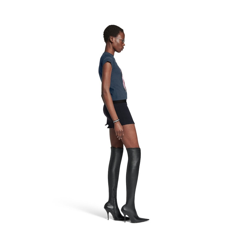 Women's Cut Off Brief Skirt in Black Faded 3