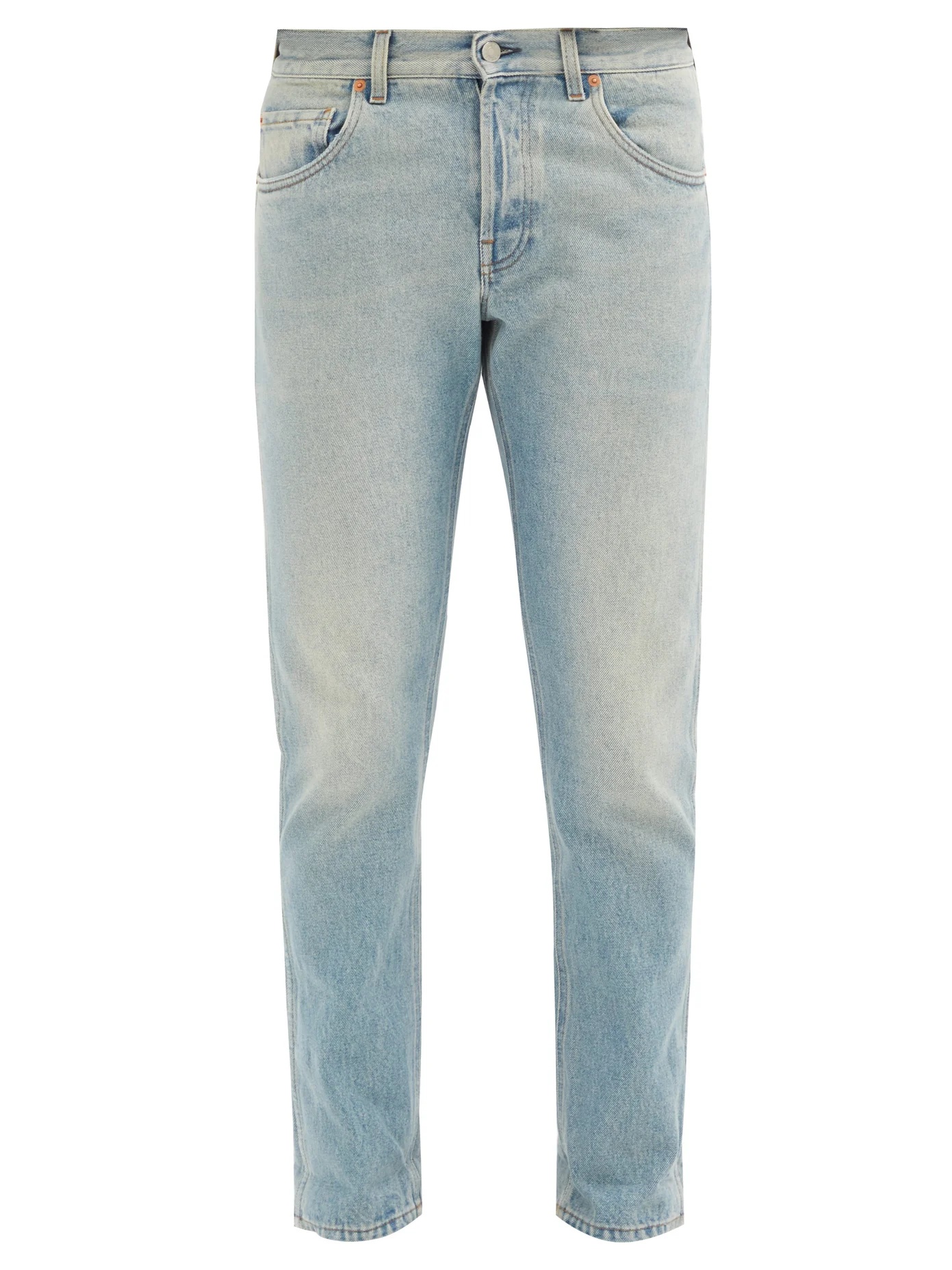 Stone-bleached tapered jeans - 1