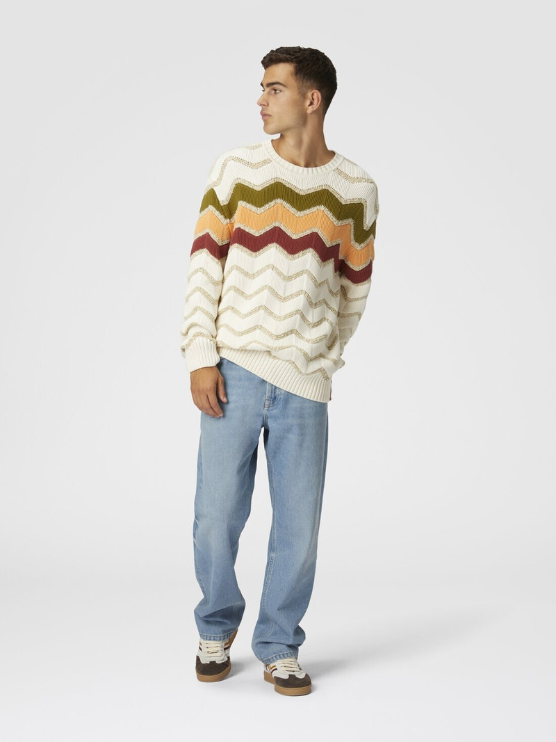 Missoni Crew-neck pullover with macro zigzag and mélange details outlook
