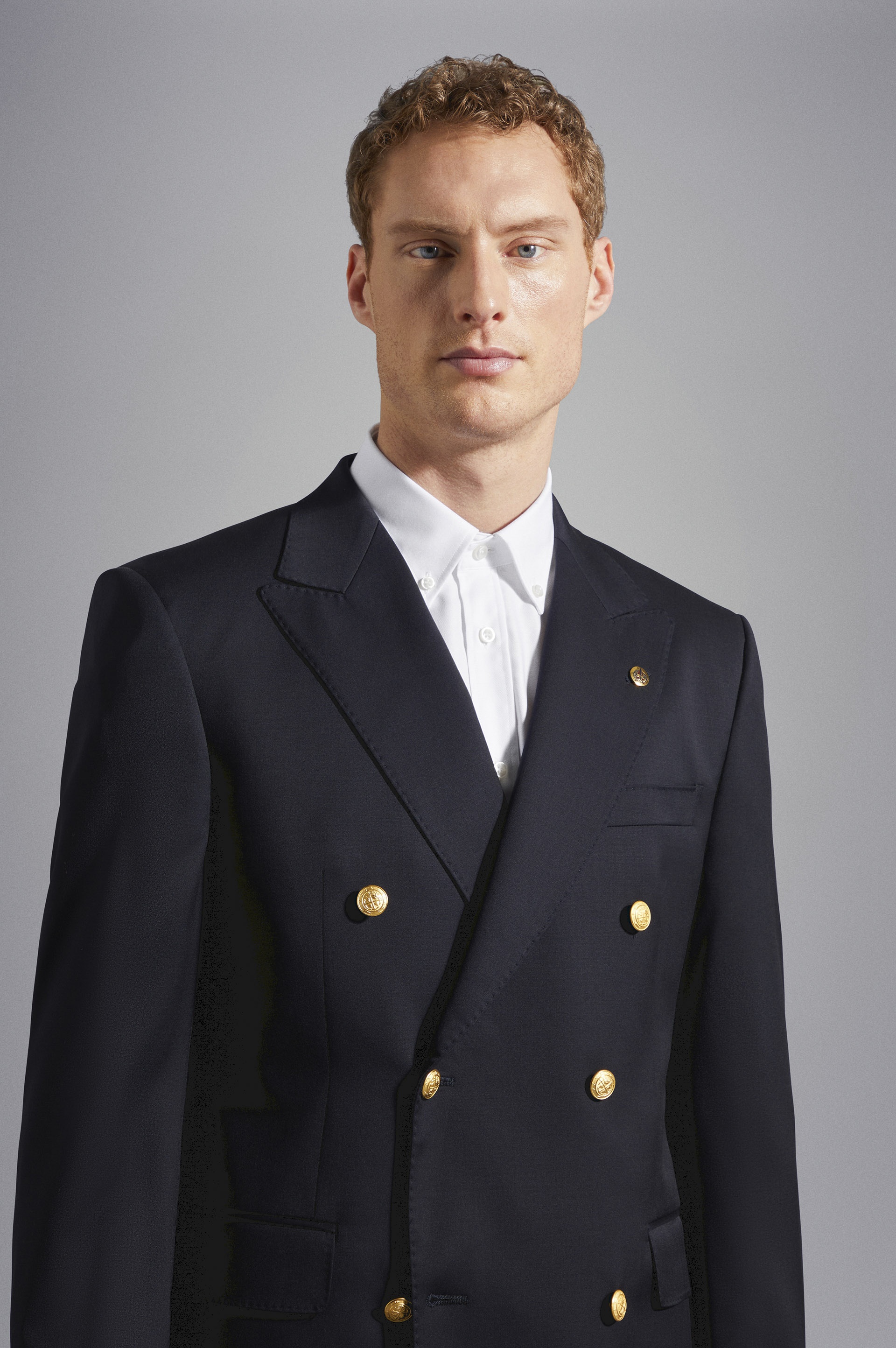 WOOL DOUBLE BREATED NAVY BLAZER - 4