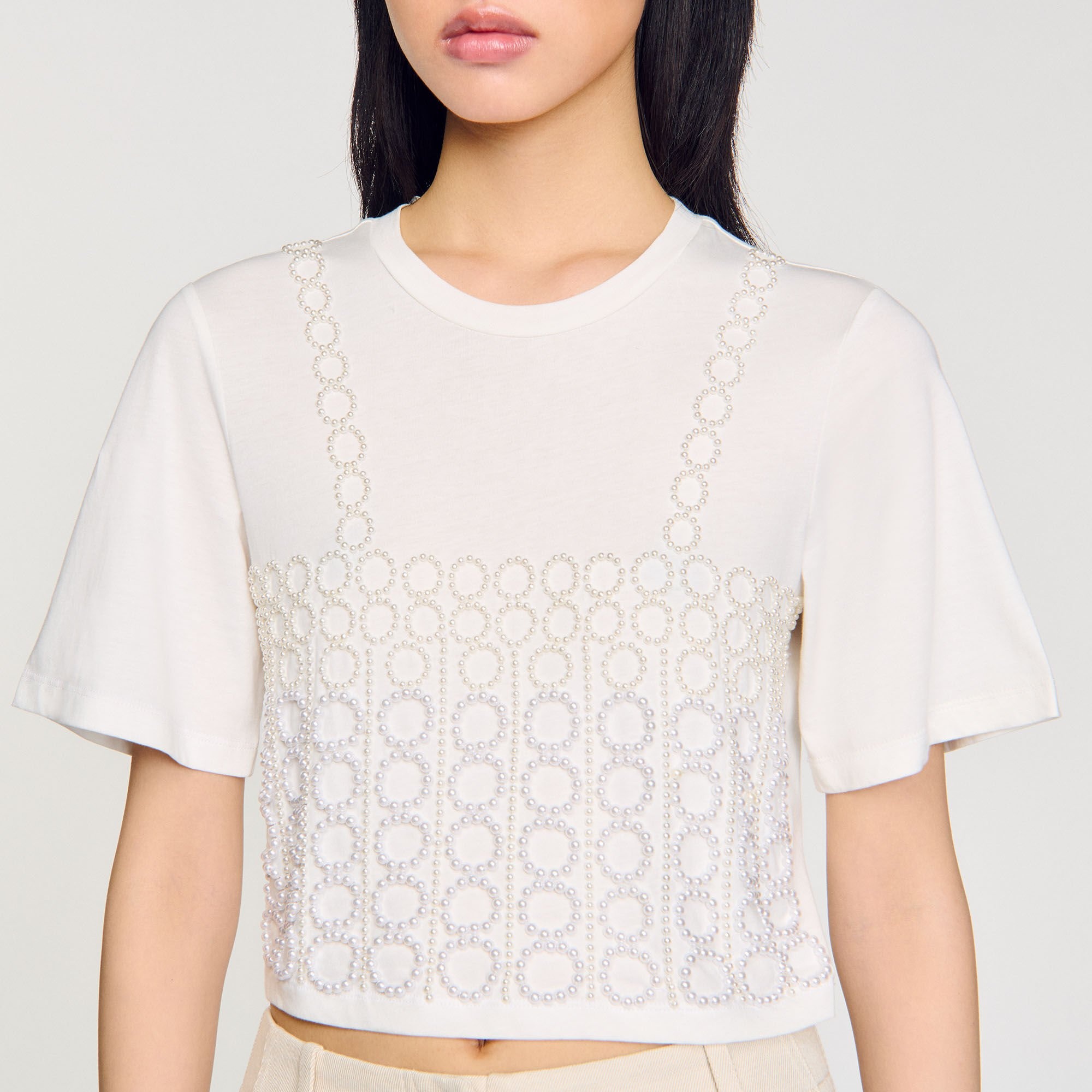 BEADED CROPPED T-SHIRT - 3