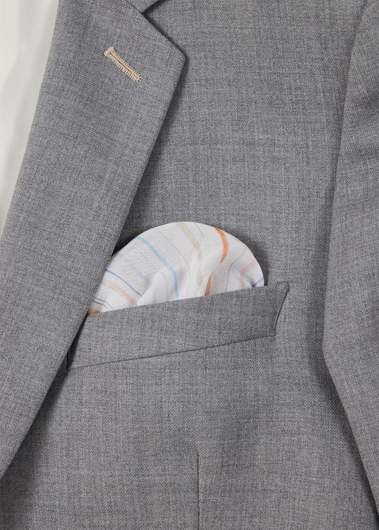 Ivory 'Pencil Stripe' Pocket Square - 4