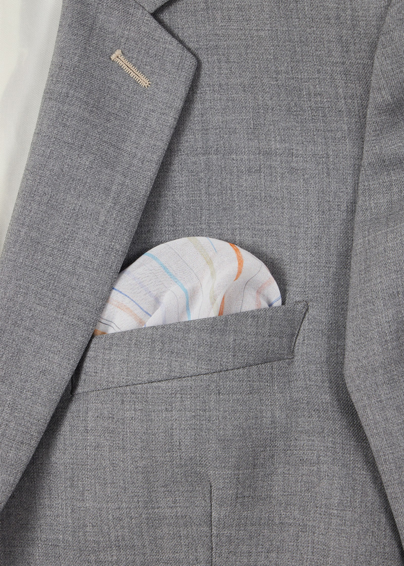 Ivory 'Pencil Stripe' Pocket Square 4