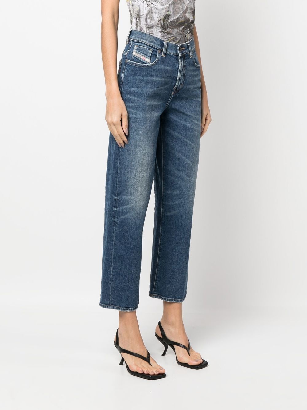 crease-effect cropped jeans - 3