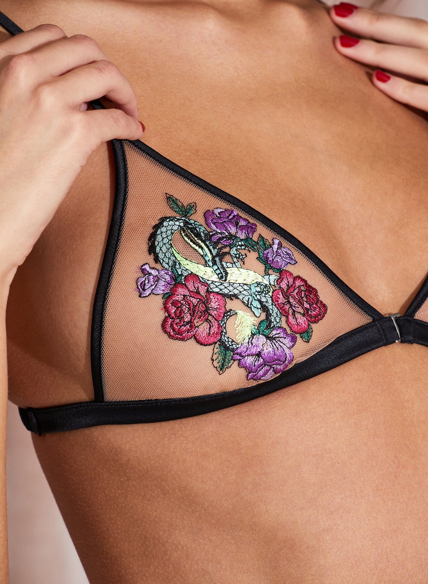Dragon Embroidery Triangle Bra - 2