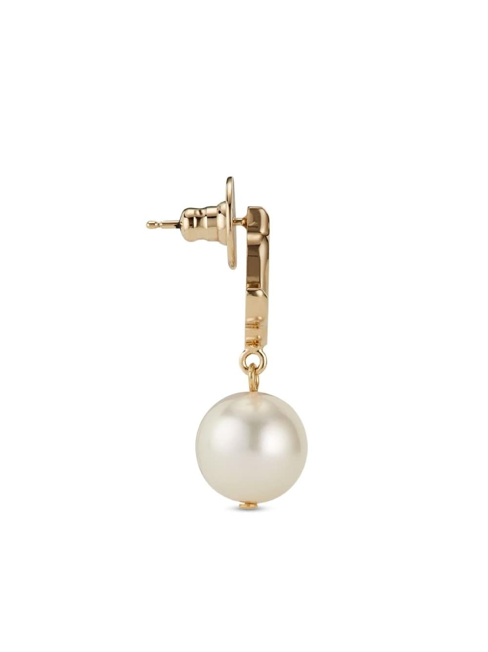 logo-lettering pearl earrings - 5