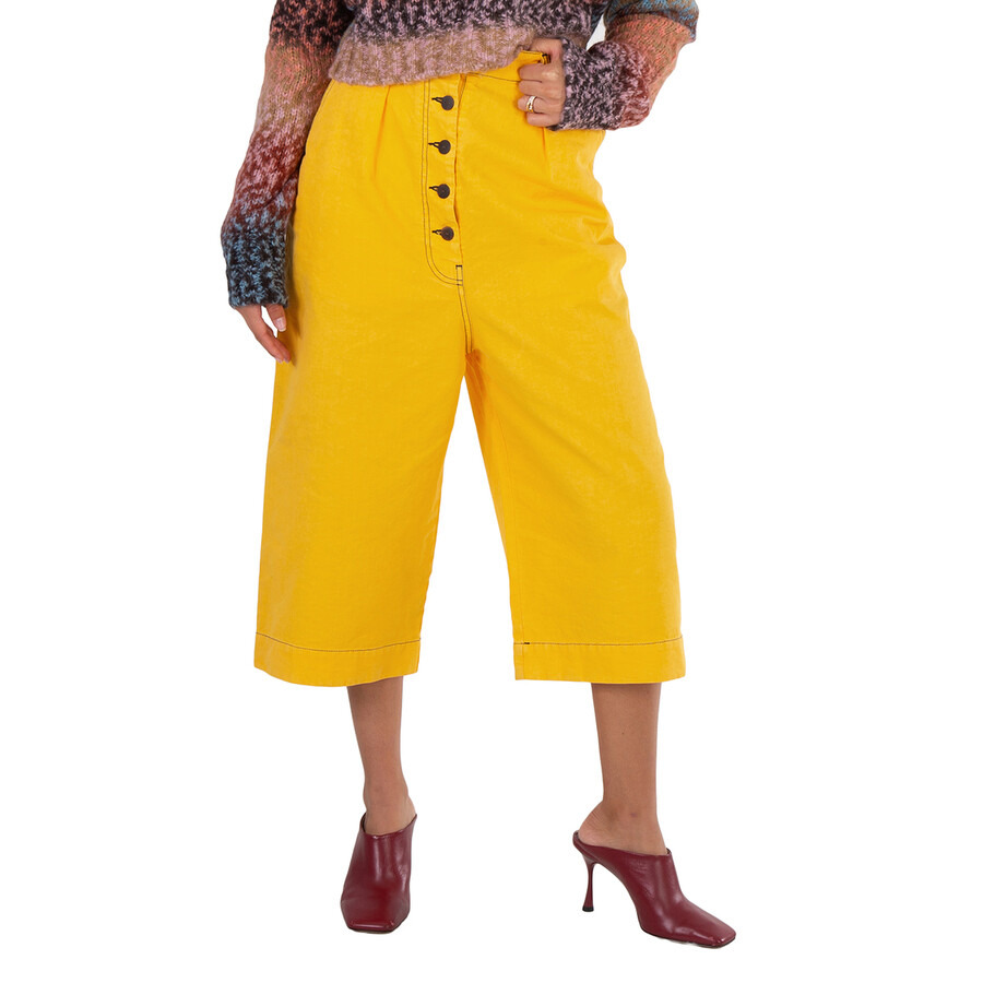 Loewe Yellow Contrast Stitch Culottes - 3