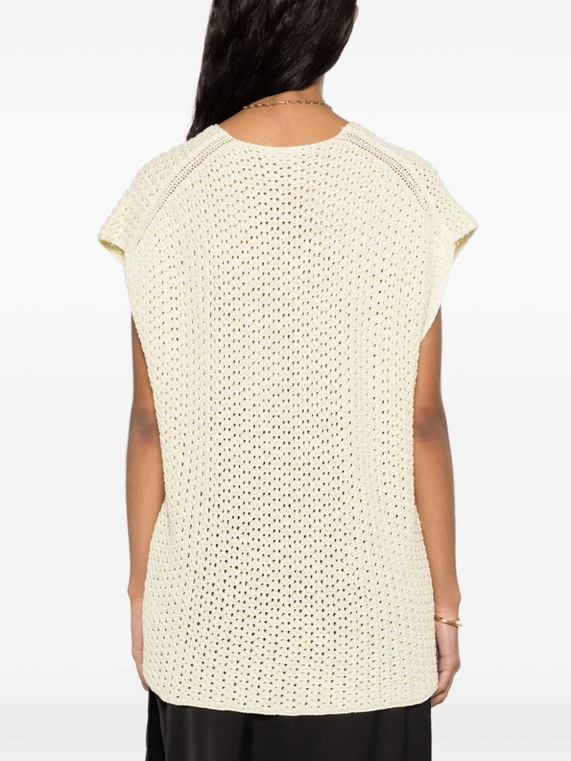 V-neck open-knit top 4
