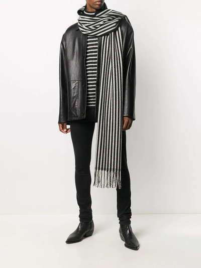 SAINT LAURENT fringed woven stripe scarf outlook