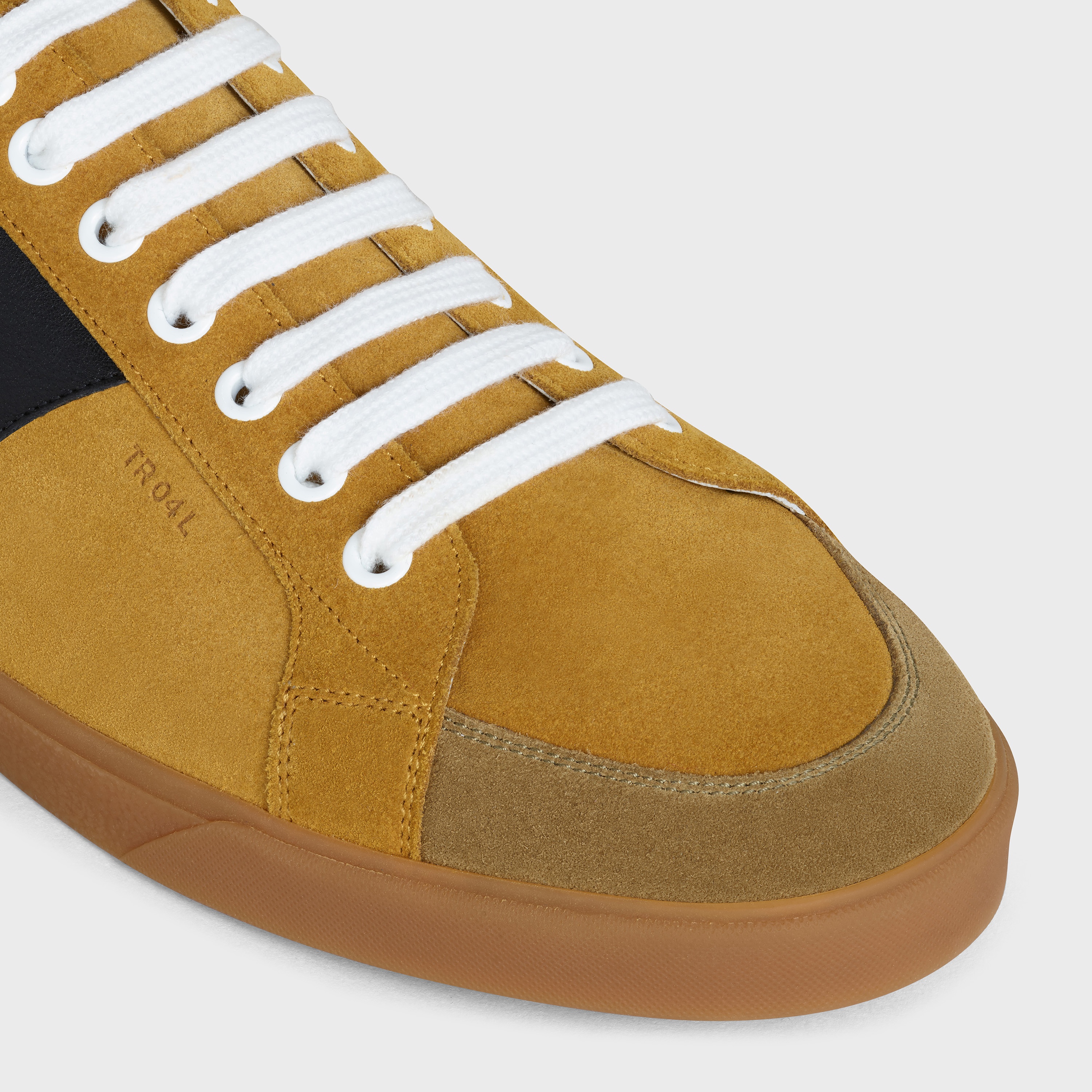 CELINE TRIOMPHE LOW LACE UP SNEAKER PLAIN LOGO IN SUEDE CALFSKIN AND CALFSKIN - 4