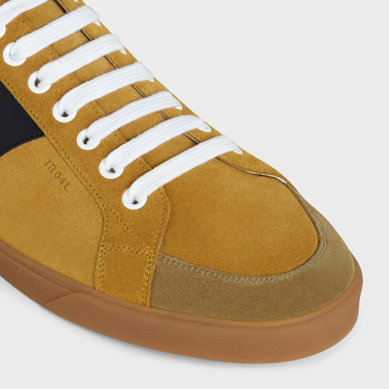 CELINE TRIOMPHE LOW LACE UP SNEAKER PLAIN LOGO IN SUEDE CALFSKIN AND CALFSKIN 4