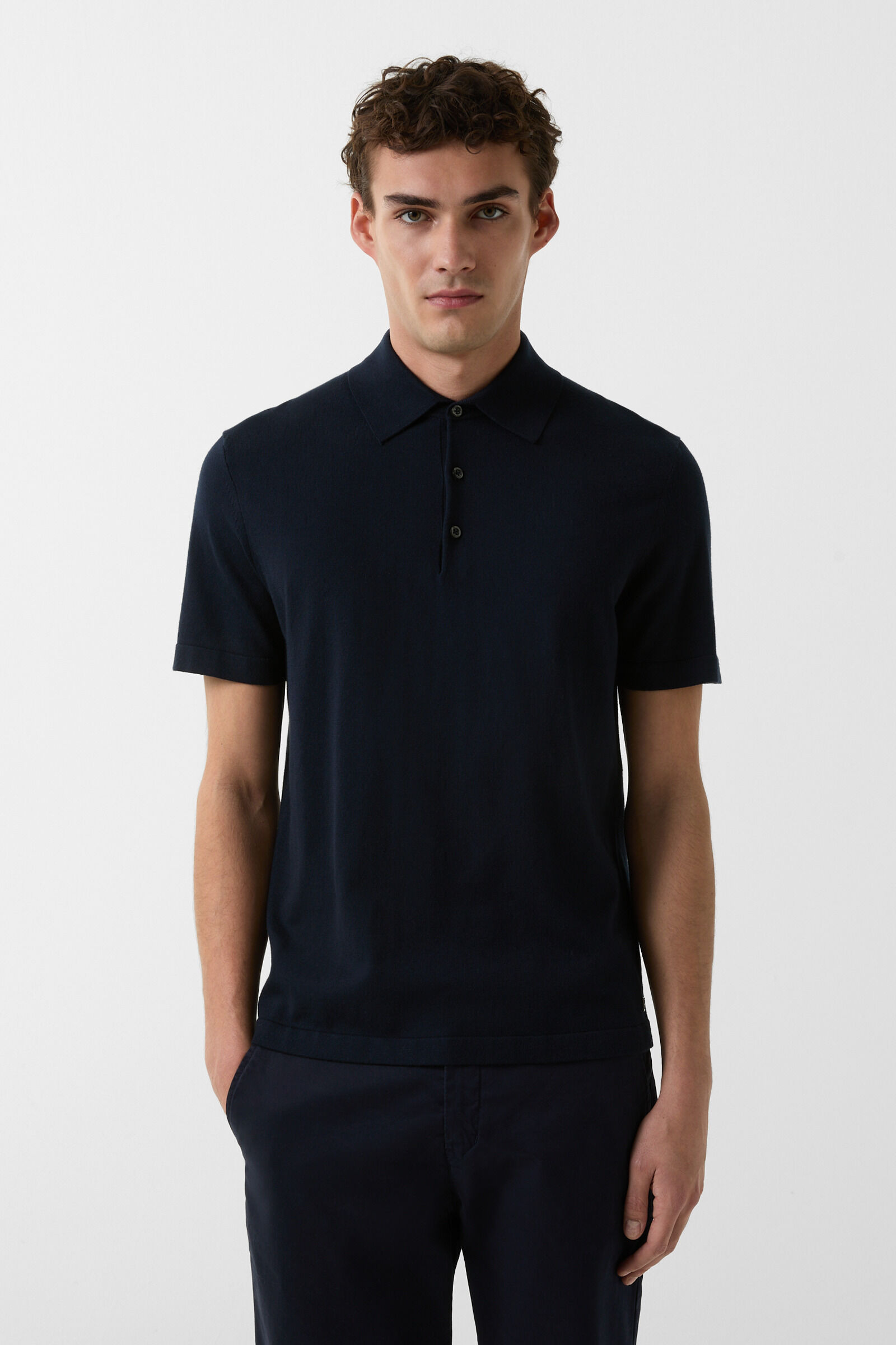 Laine knitted polo shirt in Navy blue - 2