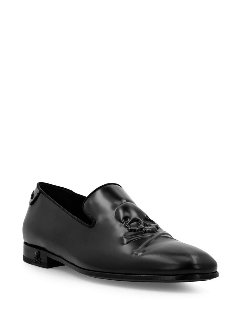 PHILIPP PLEIN skull-embossed leather loafers outlook