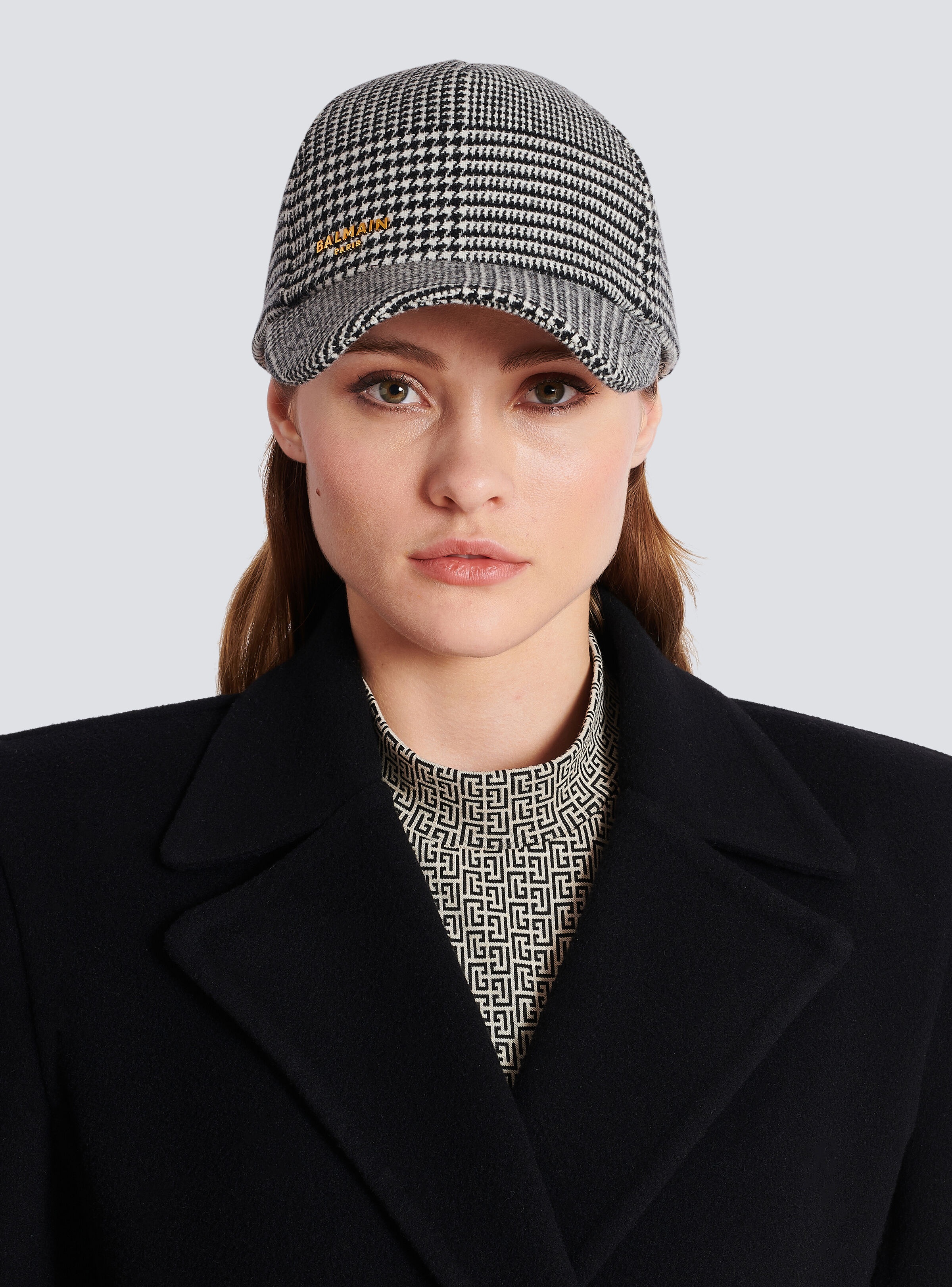 Balmain Paris Prince-of-Wales wool cap - 2