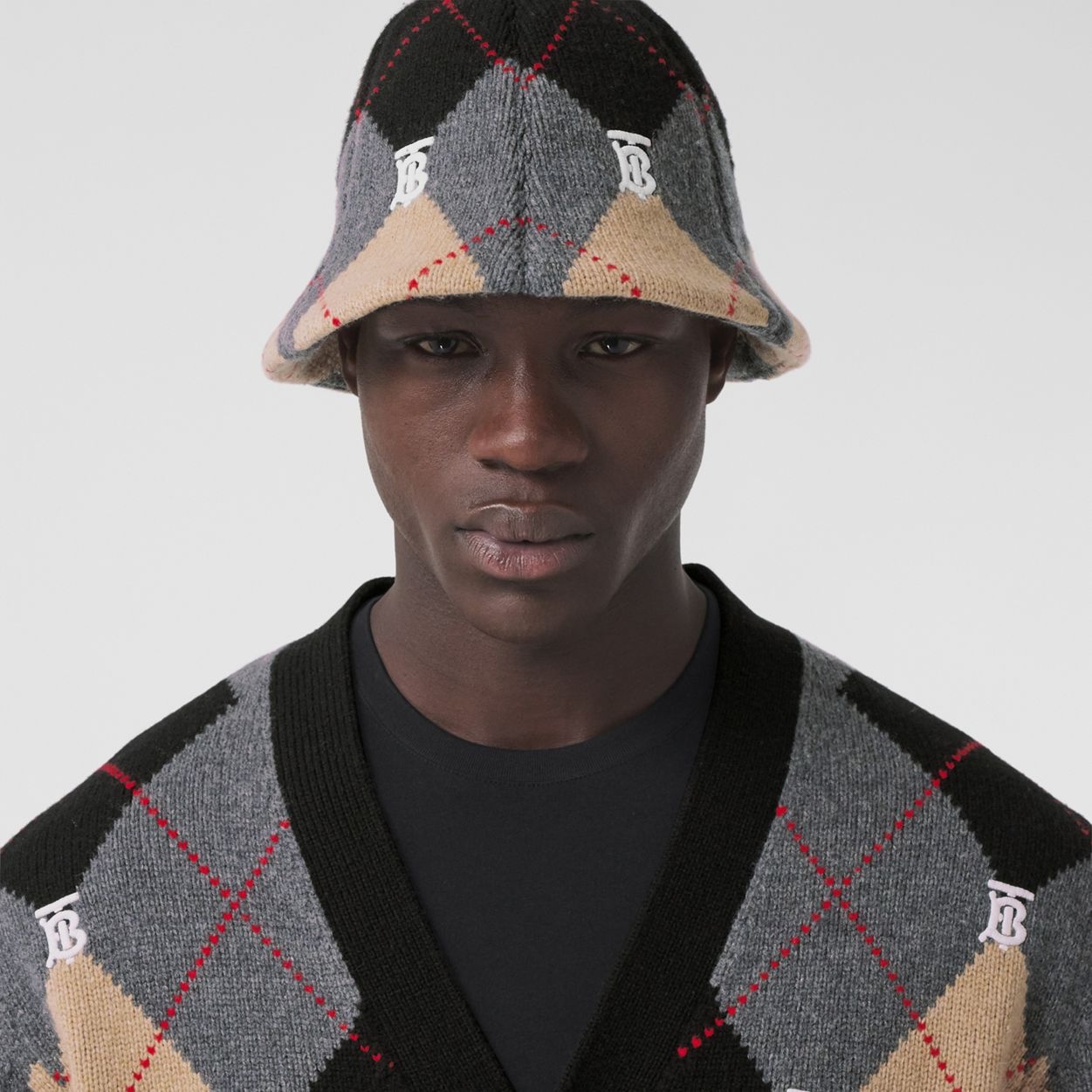 Argyle Intarsia Wool Cashmere Bucket Hat - 4