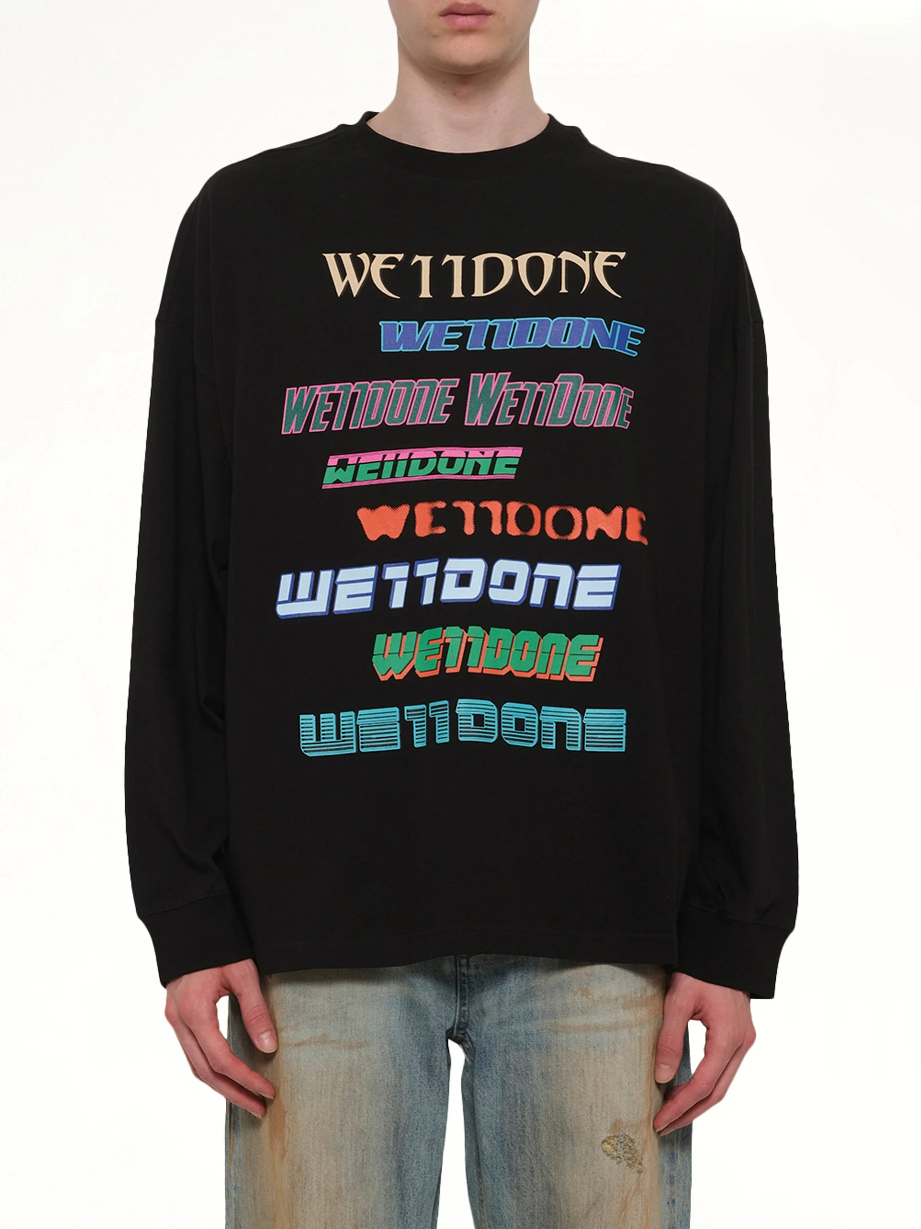 Multi Logo Long Sleeve T-Shirt in Black - 1