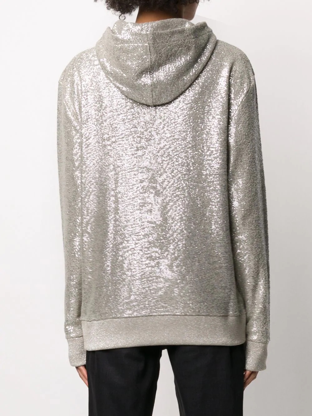 metallic knit hoodie - 4