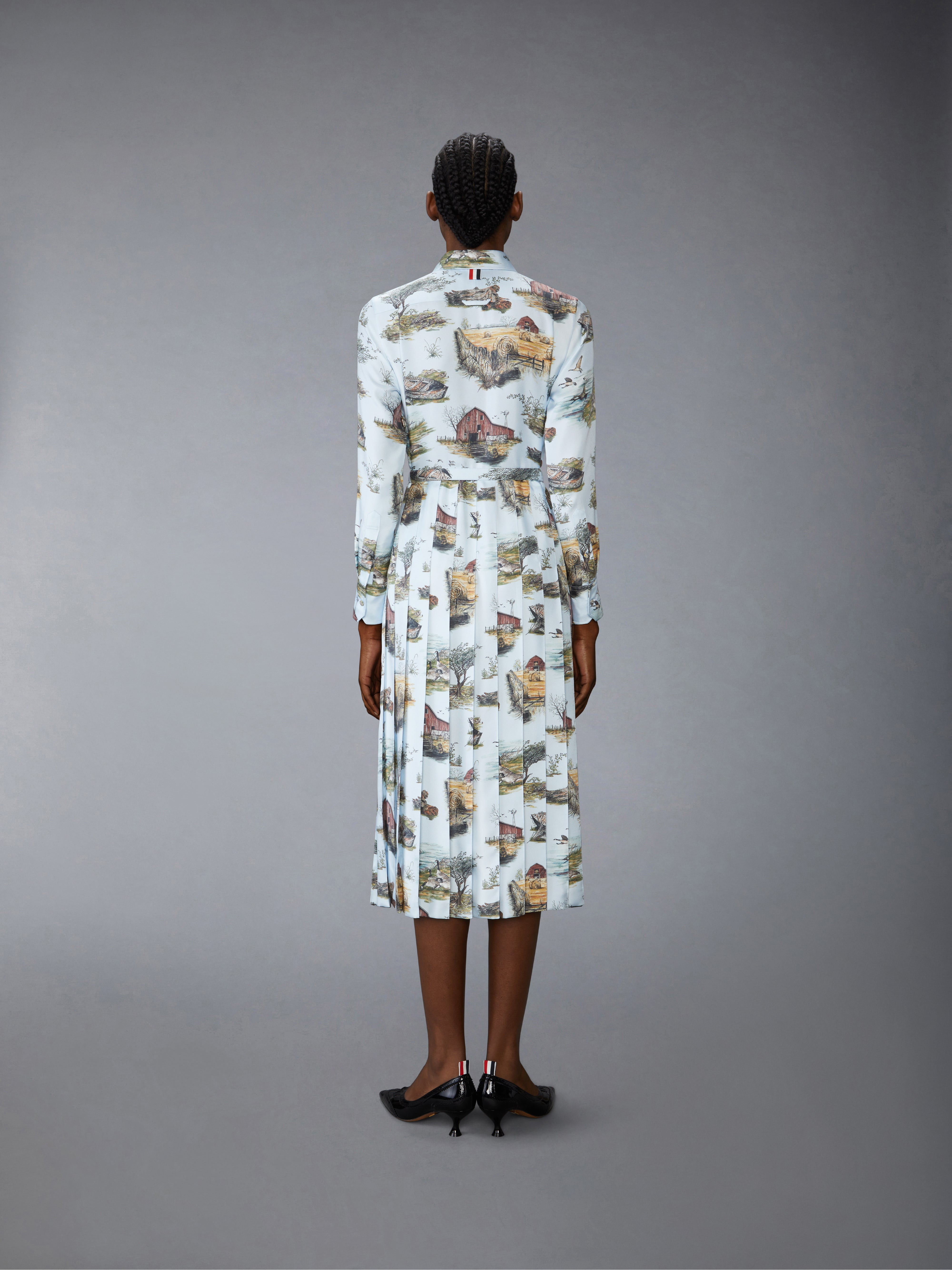 SCENIC TOILE SILK TWILL PLEATED SHIRTDRESS - 4