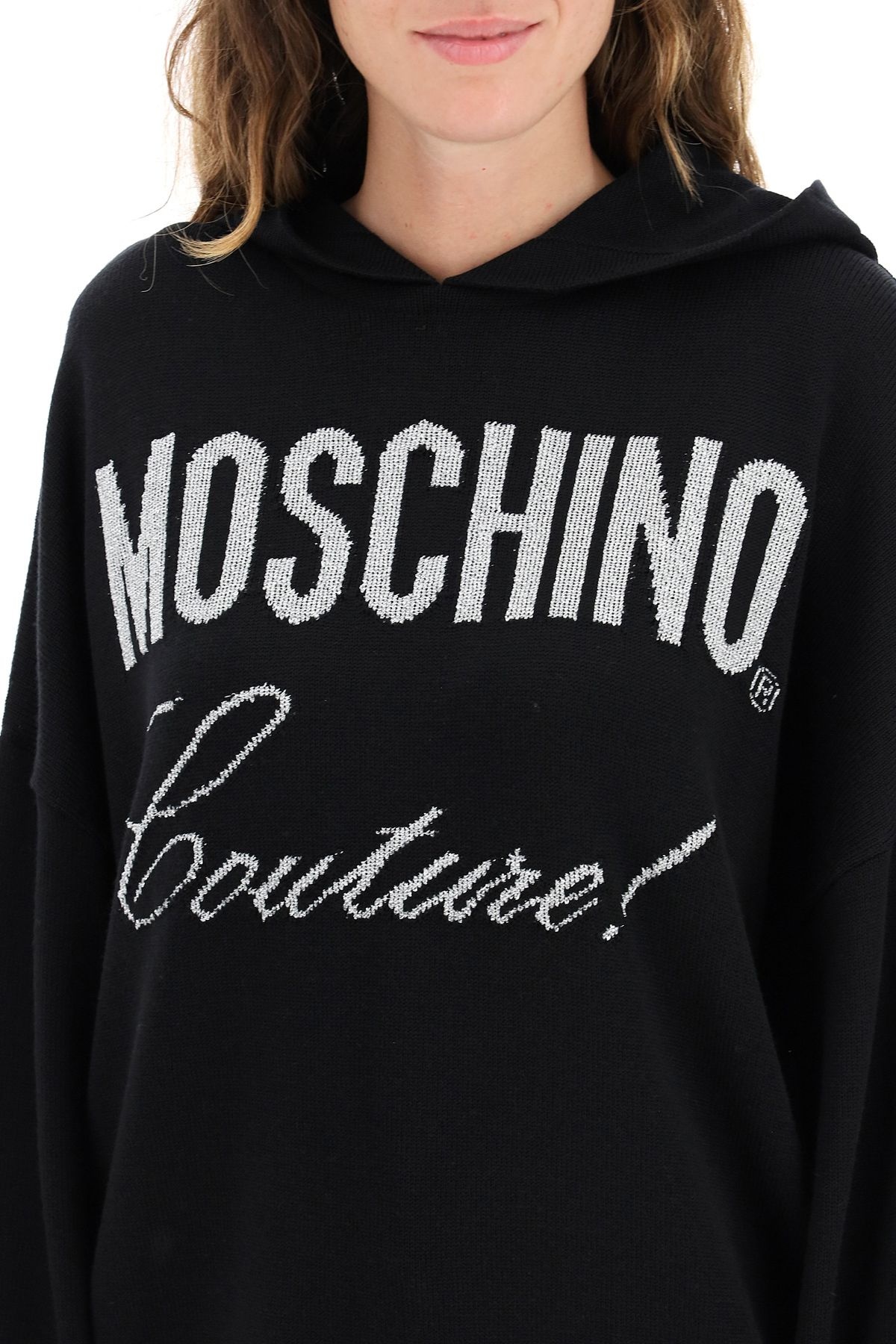 MOSCHINO COUTURE LUREX HOODED SWEATER - 5