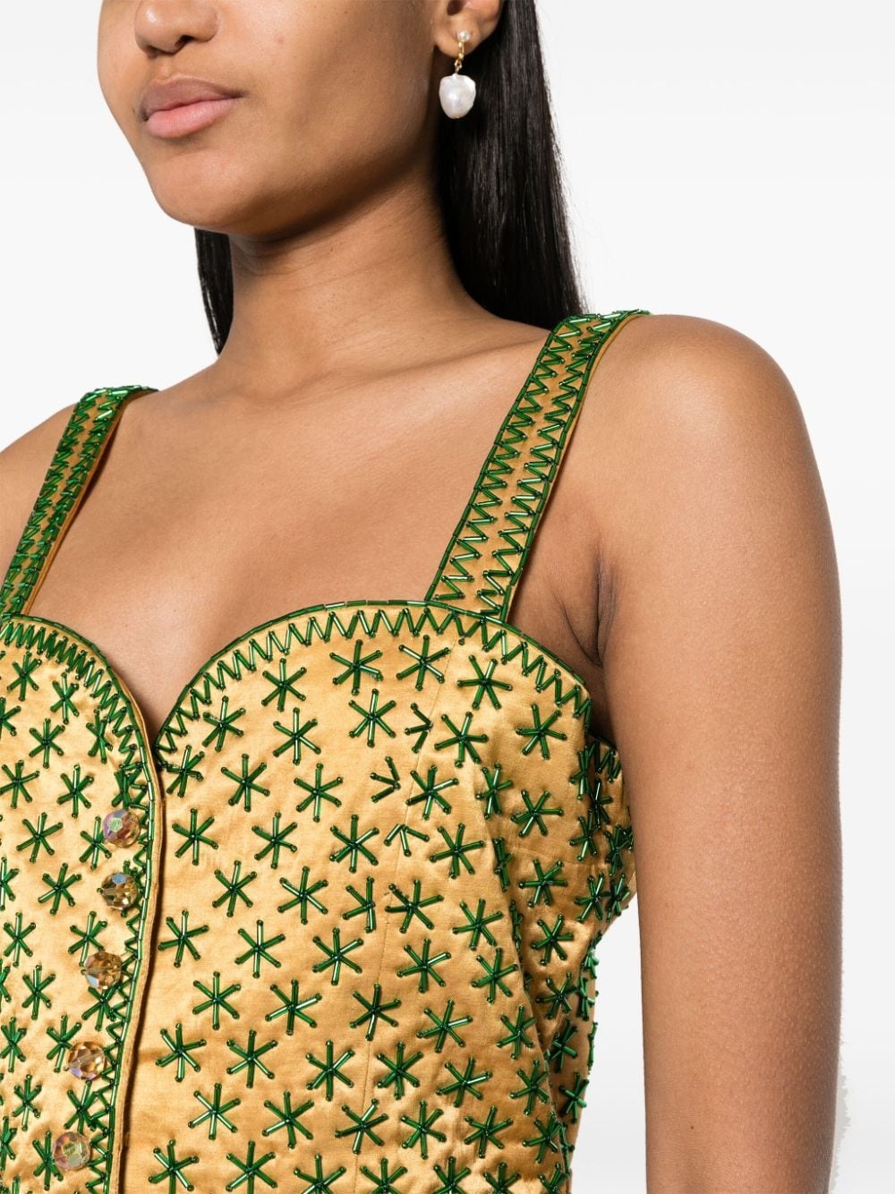 embroidered-design tank top - 5