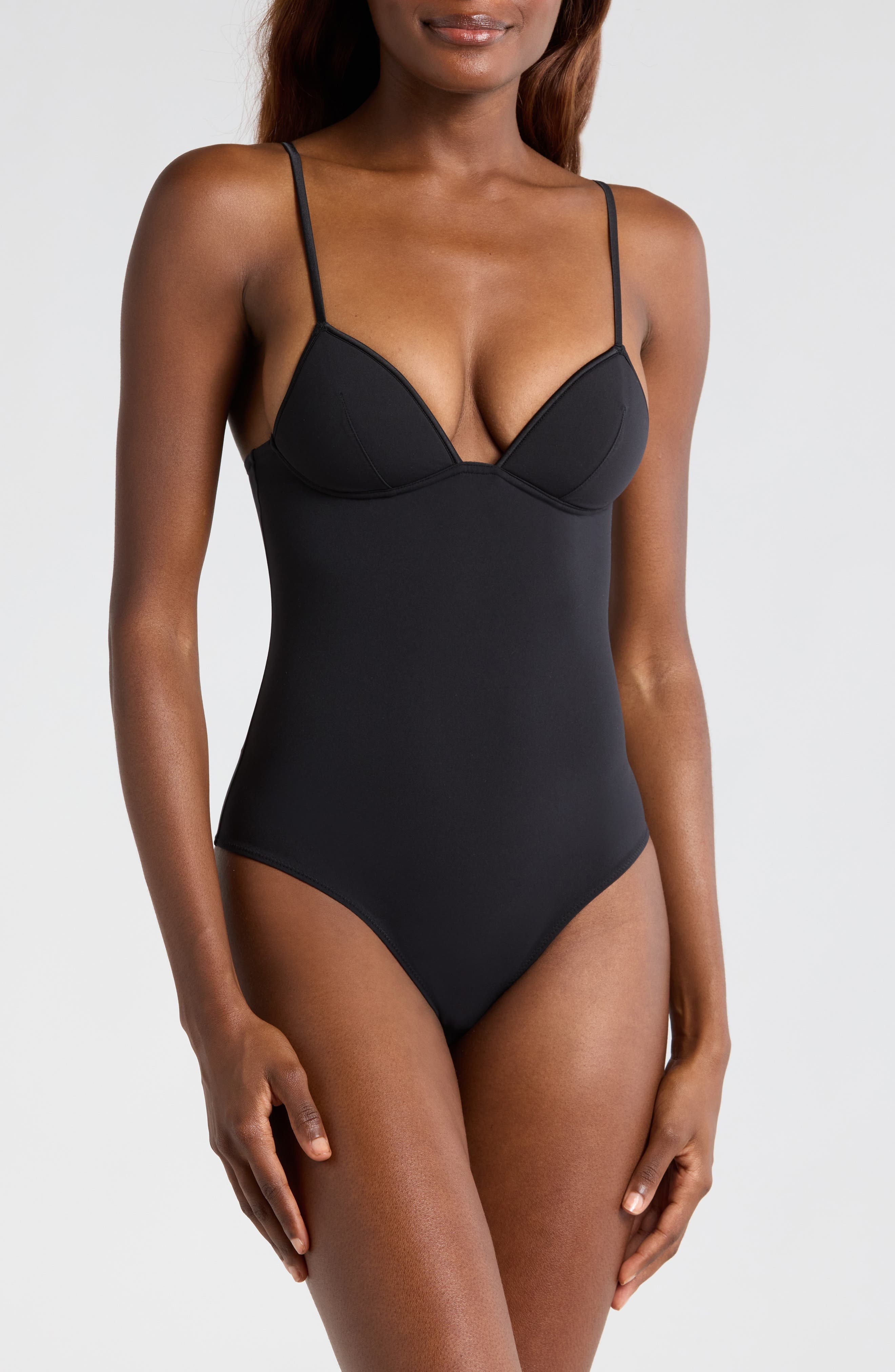 Fleur Du Mal Cupped Nonwire Bodysuit in Black at Nordstrom - 1